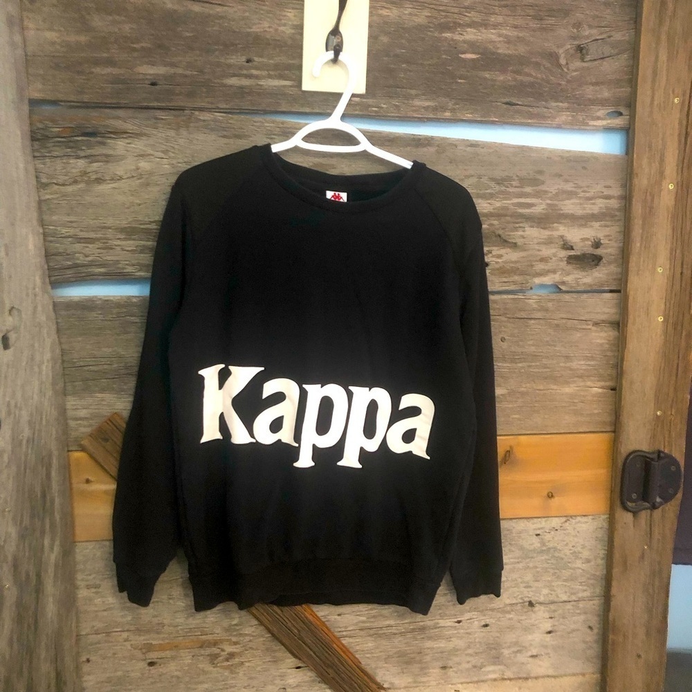 Kappa Size Med Black Logo Crew Neck Sweatshirt